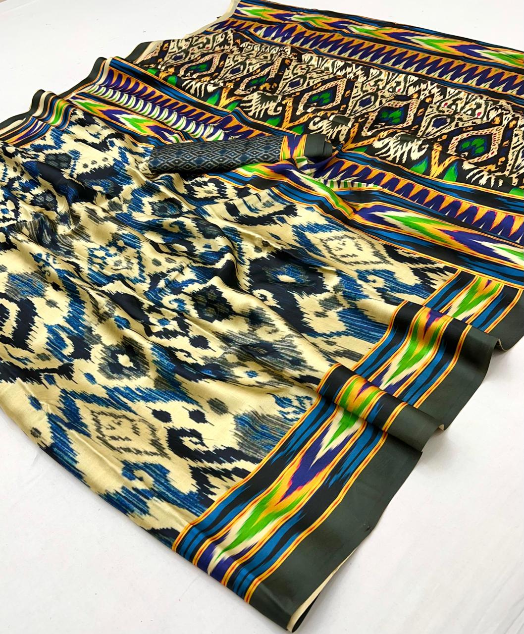 Leopard Pure Soft Crepe Satin Digital Printed Saree 