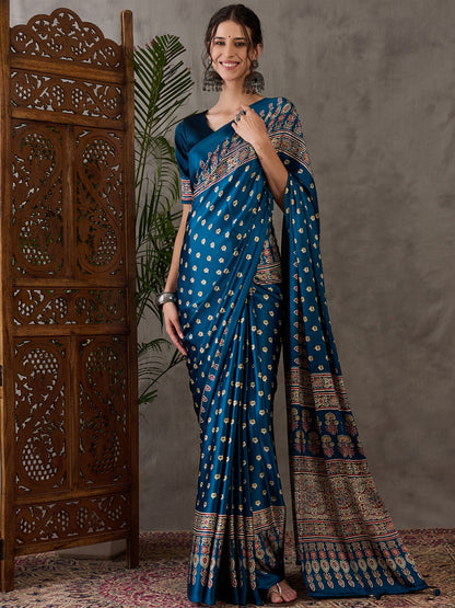 Rana Pure Semi Modal Silk Floral Printed Saree 