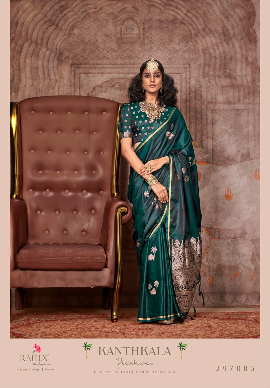 Green Pure Satin Handloom Weaving Saree 