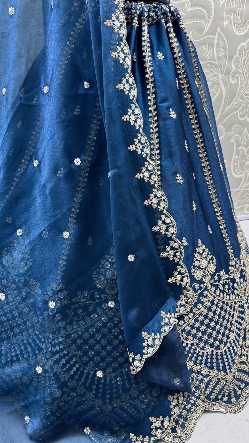 Morpich Pure Soft Net Heavy Embroidery Work Bridal Lehenga 