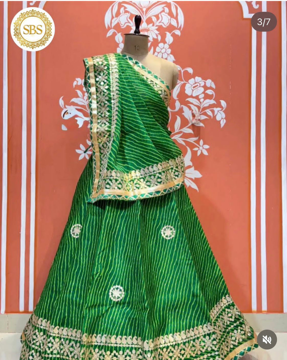 Green Pure Kota Doriya Rajsthani Lehenga Choli 
