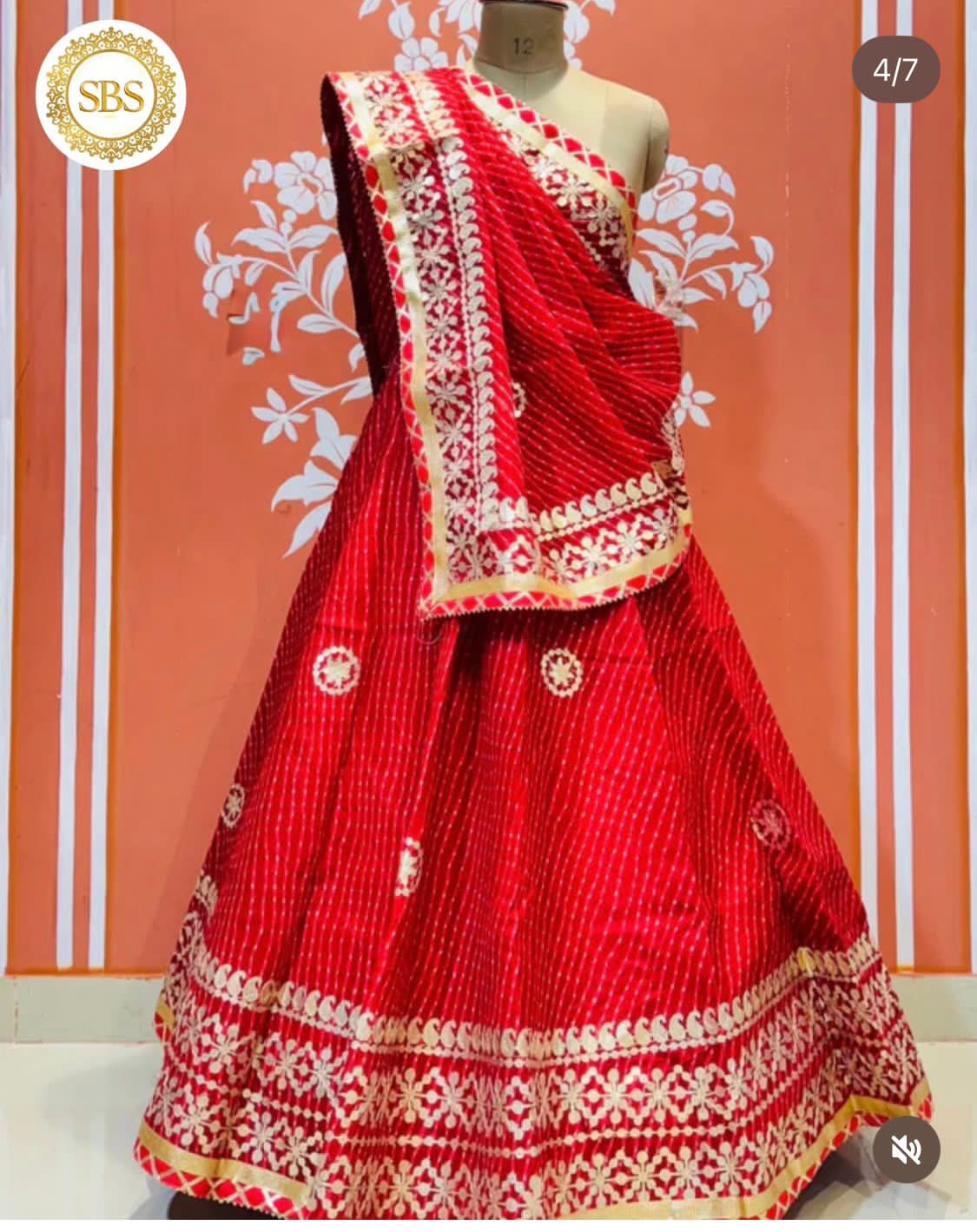 Red Pure Kota Doriya Rajsthani Lehenga Choli 