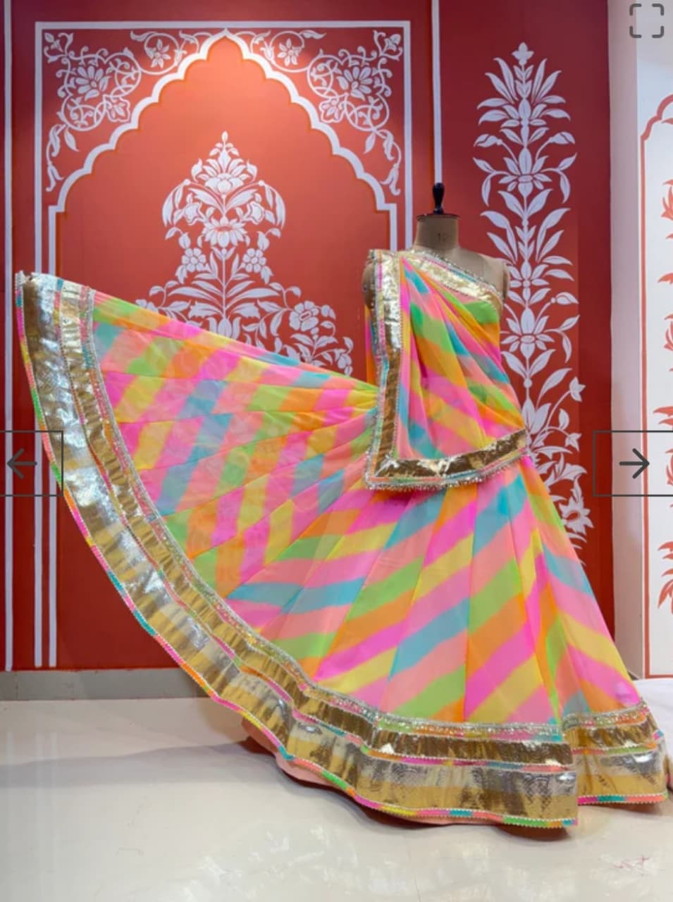 Multicolore Pure Georgette Mothra Print Rajsthani Lehenga Choli 