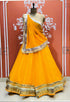 Yellow Pure Georgette Mothra Print Rajsthani Lehenga Choli 