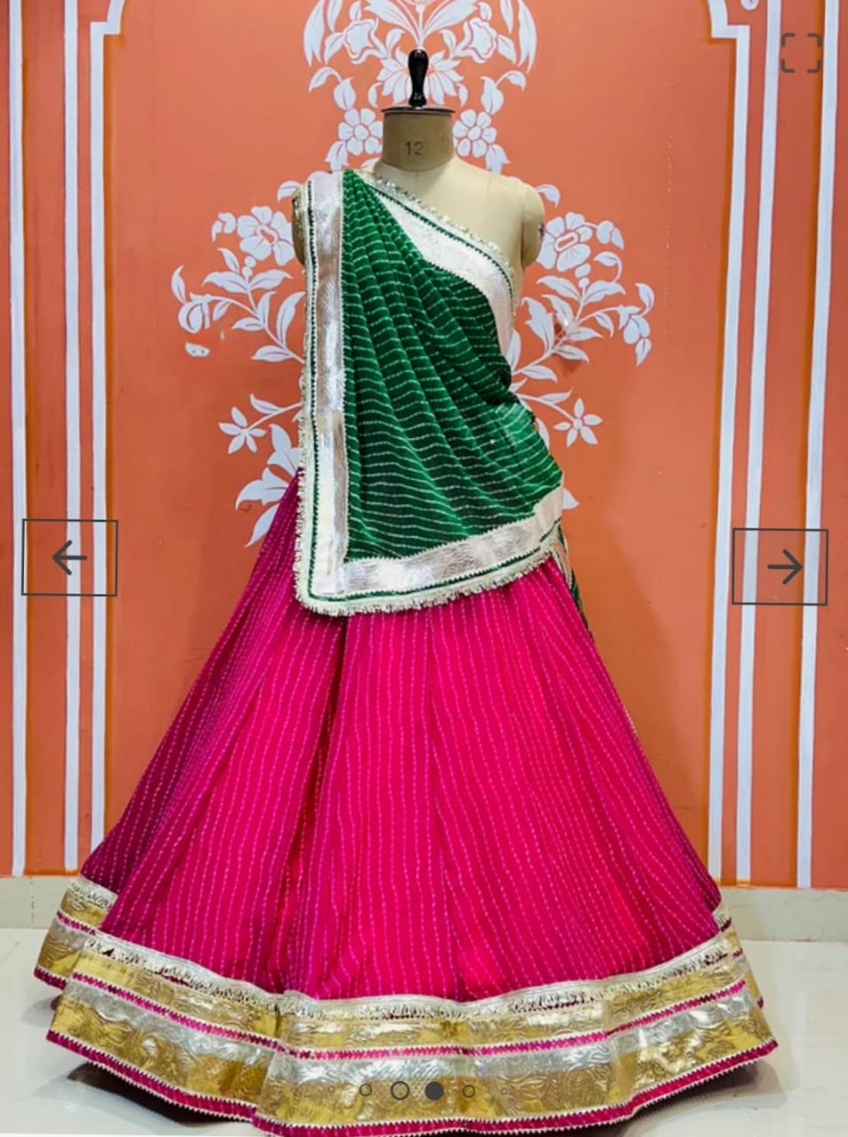 Rani &amp; Green Pure Georgette Mothra Print Rajsthani Lehenga Choli