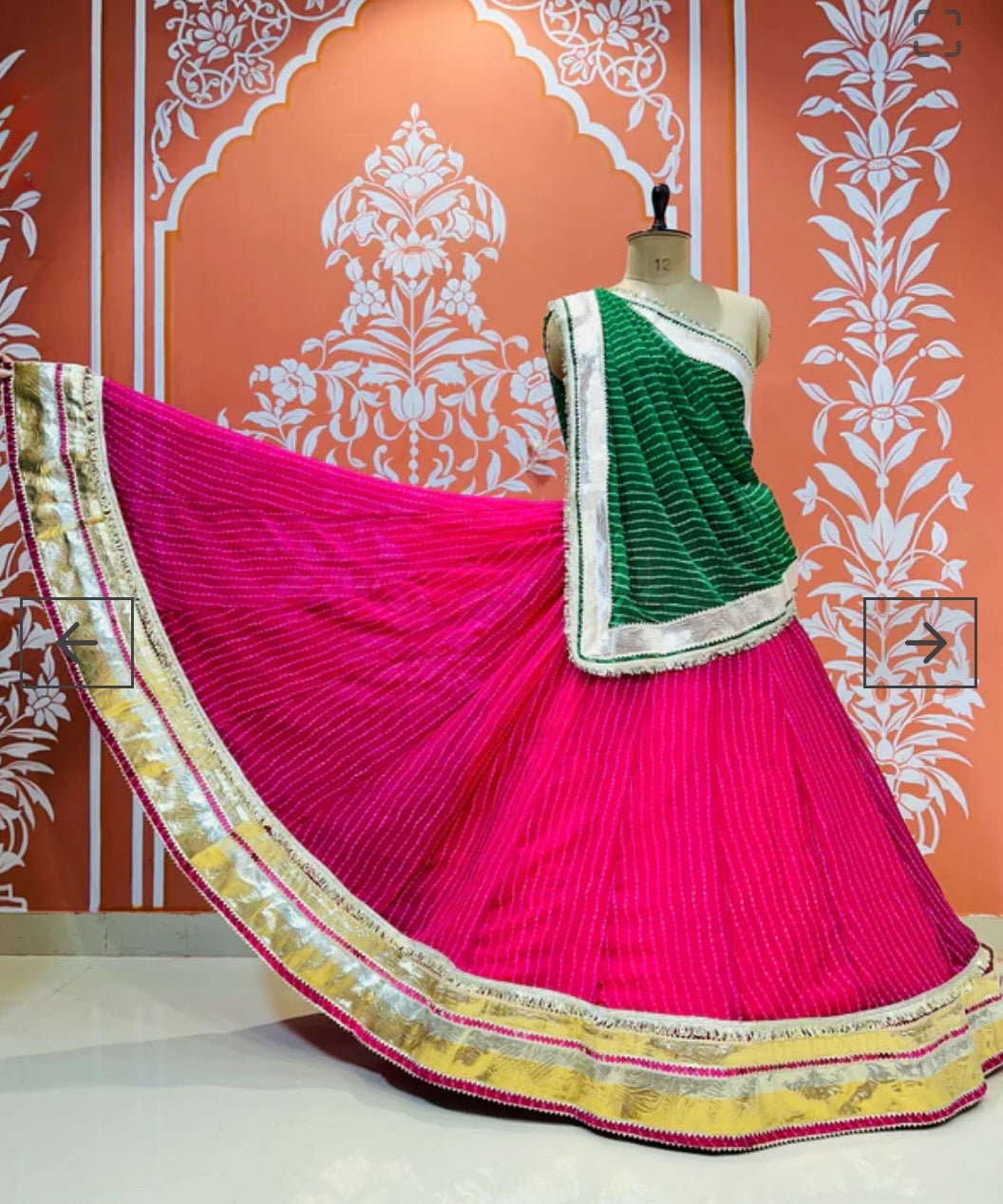 Rani & Green Pure Georgette Mothra Print Rajsthani Lehenga Choli