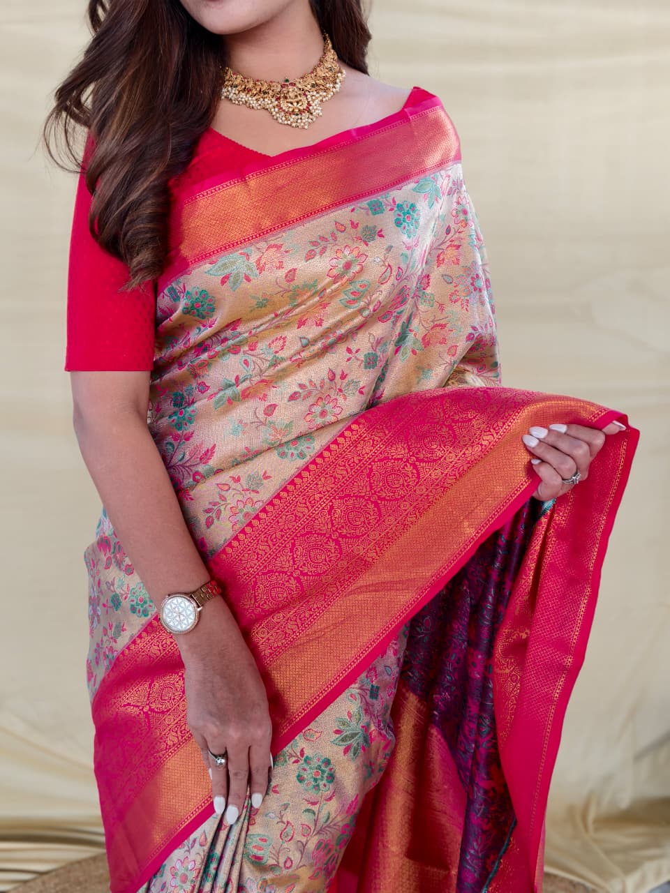 Beige Pure Kanchipuram Silk Sarees