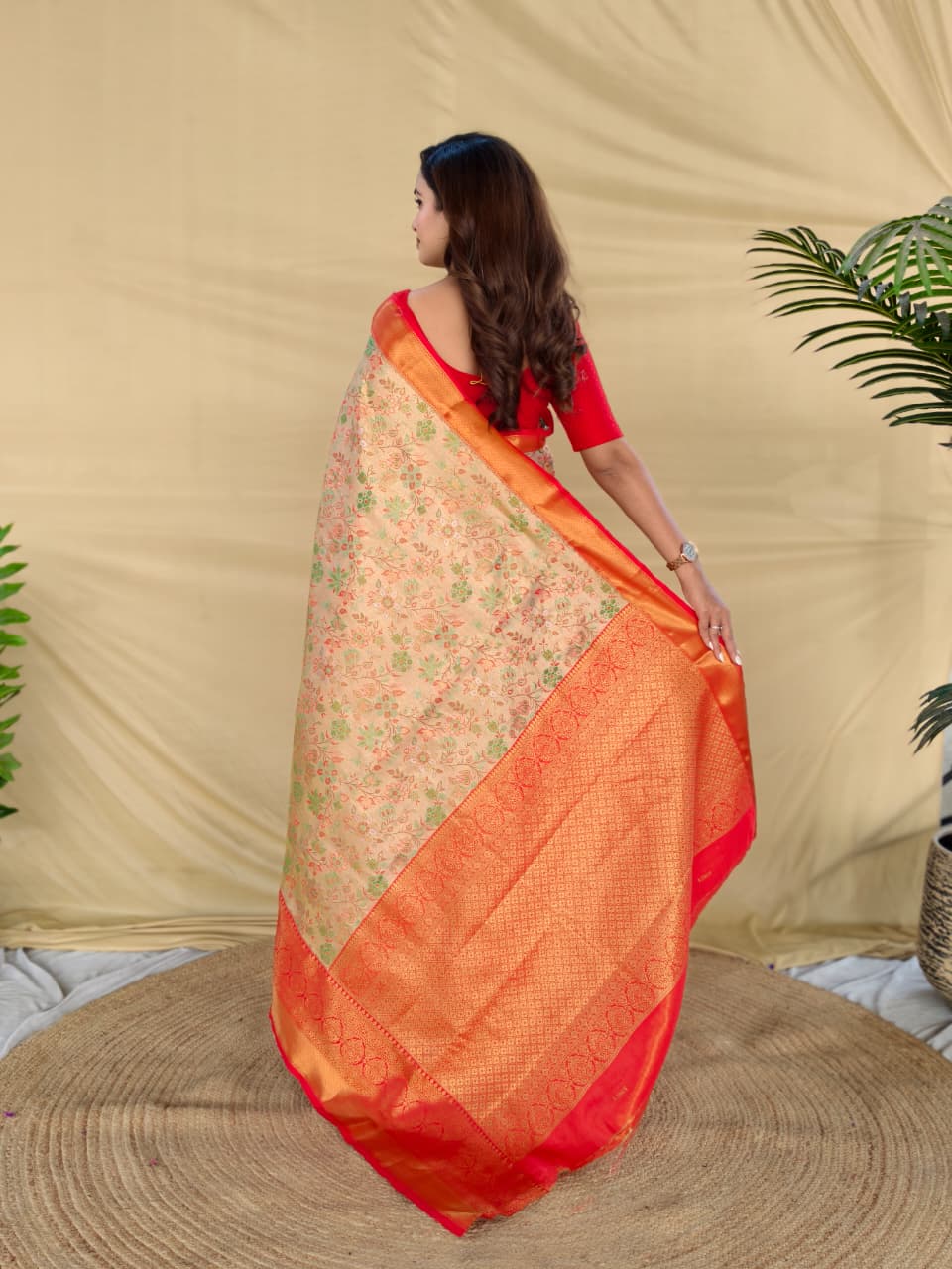 Rust Orange Pure Kanchipuram Silk Sarees 