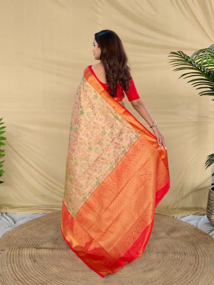 Rust Orange Pure Kanchipuram Silk Sarees 