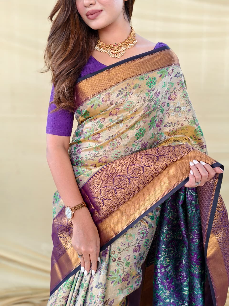 Purple Pure Kanchipuram Silk Sarees 