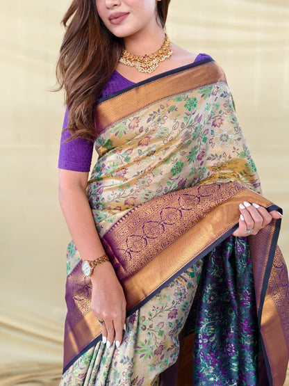 Purple Pure Kanchipuram Silk Sarees 