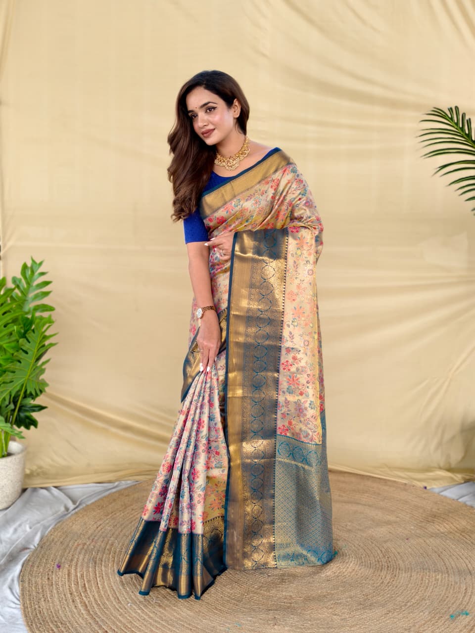 Blue Pure Kanchipuram Silk Sarees ##color## Kanchipuram Silk Sarees with premium fabric and embroidery