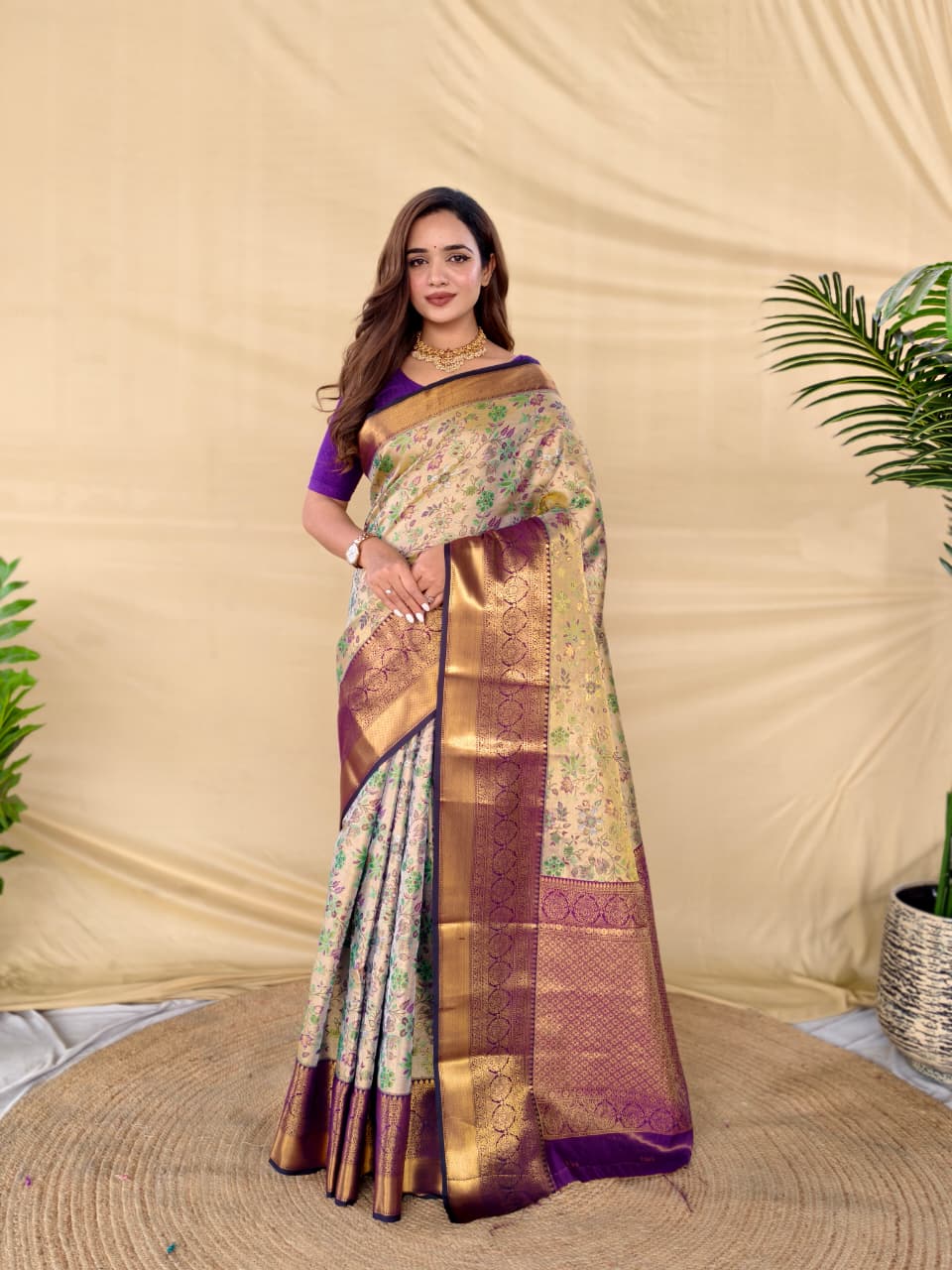 Purple Pure Kanchipuram Silk Sarees ##color## Kanchipuram Silk Sarees with premium fabric and embroidery