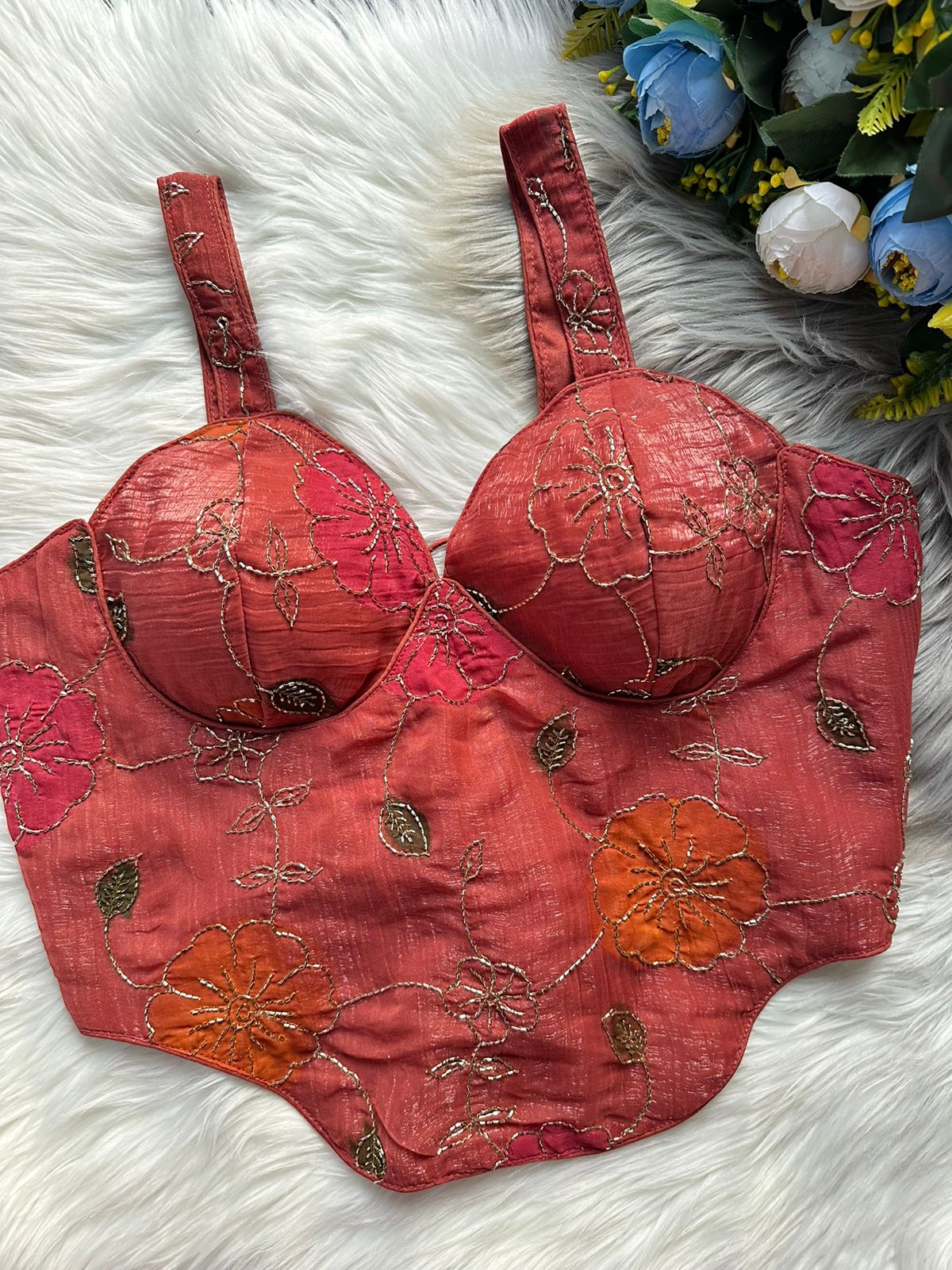 Pink Spaghetti Heavy Position Print SleevesLess Blouse ##color## Sleeveless Blouse with premium fabric and embroidery