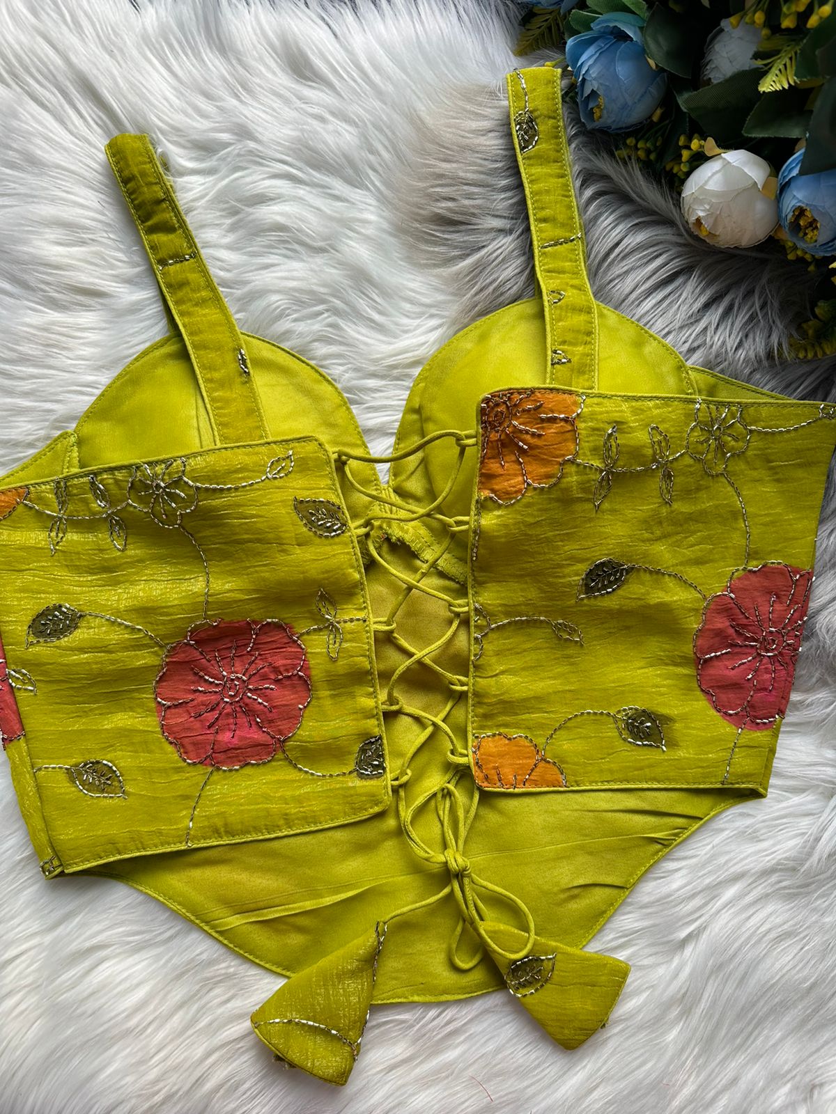 Parrot Spaghetti Heavy Position Print SleevesLess Blouse ##color## Sleeveless Blouse with premium fabric and embroidery