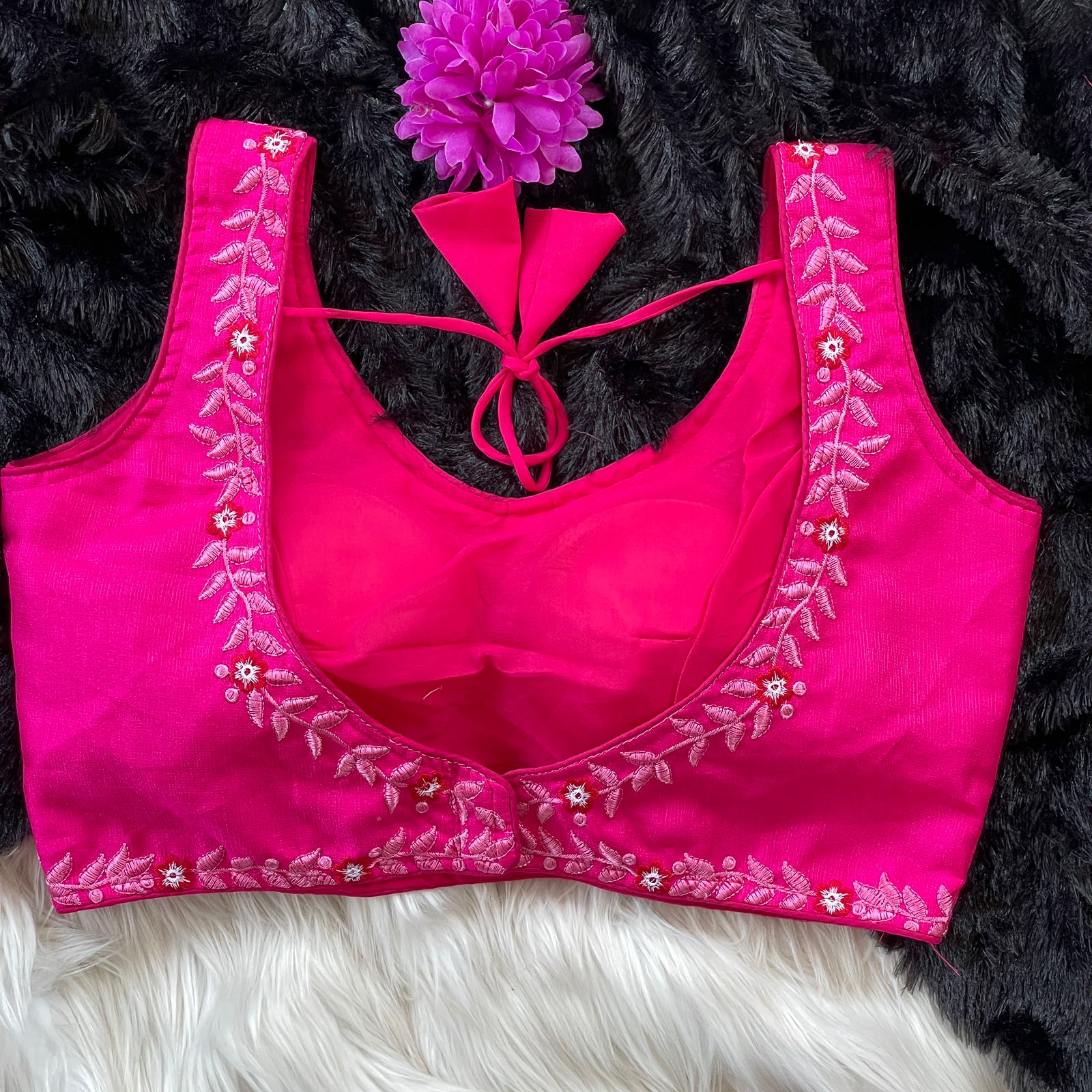 Readymade Heavy Milan Silk SleevesLess Blouse ##color## Sleeveless Blouse with premium fabric and embroidery