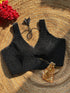Black Heavy Pure Silk Handcrafted SleevesLess Moti Blouse 