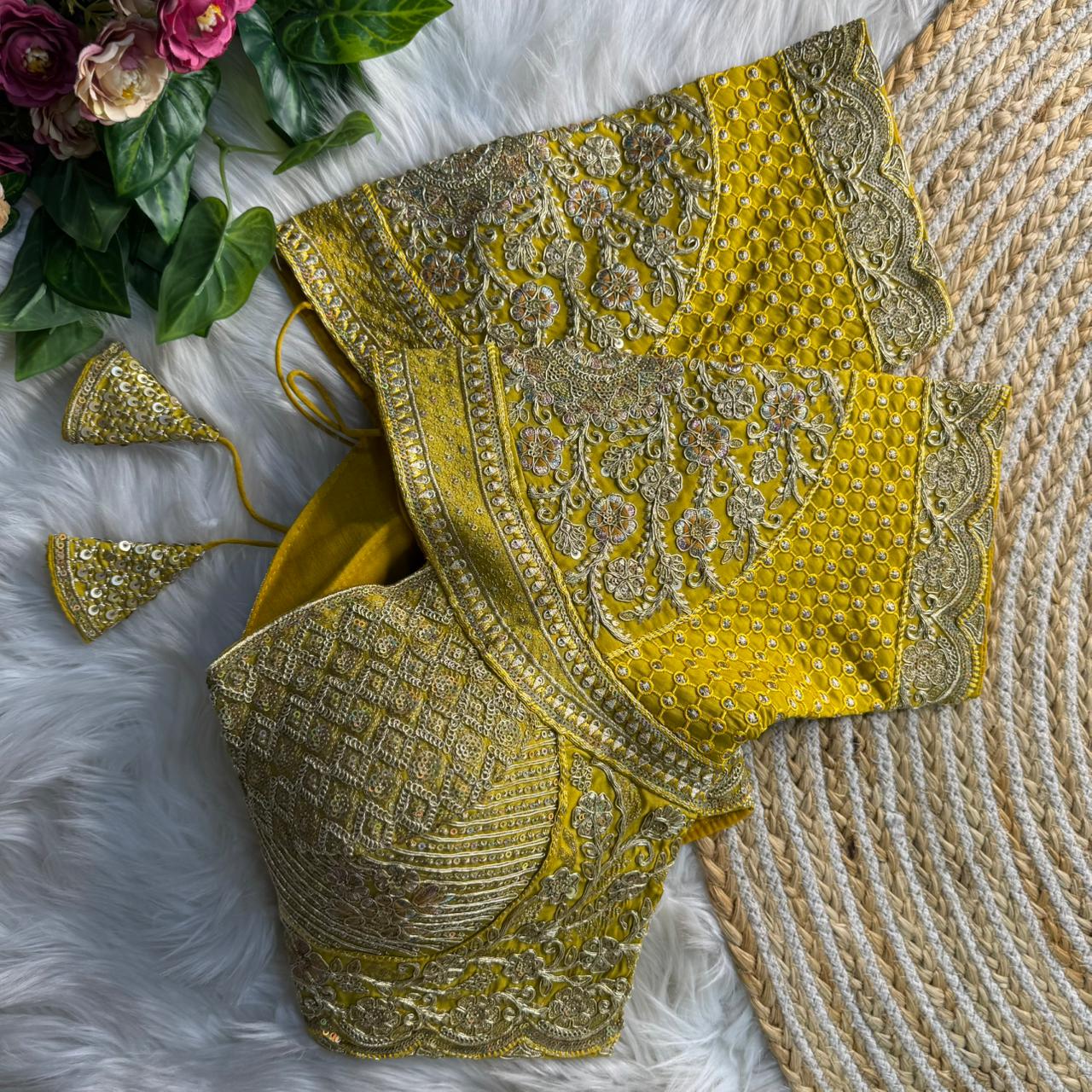 Readymade Pure Soft Roman Silk Madhubala Style Bridal Blouse ##color## Sleeveless Blouse with premium fabric and embroidery