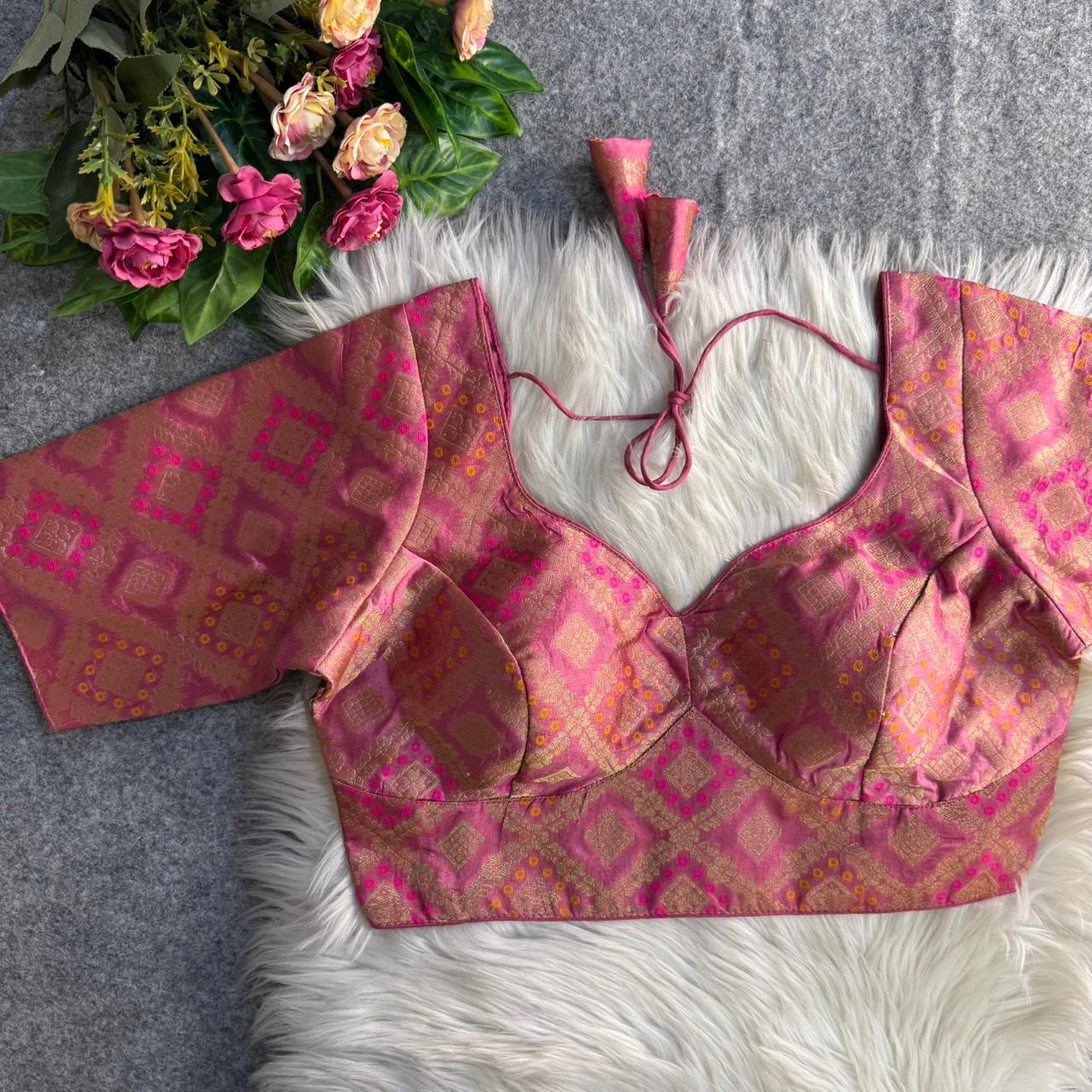 Readymade Pure Soft Banarasi Silk Tricot Fuising Corset Style Blouse ##color## Sleeveless Blouse with premium fabric and embroidery