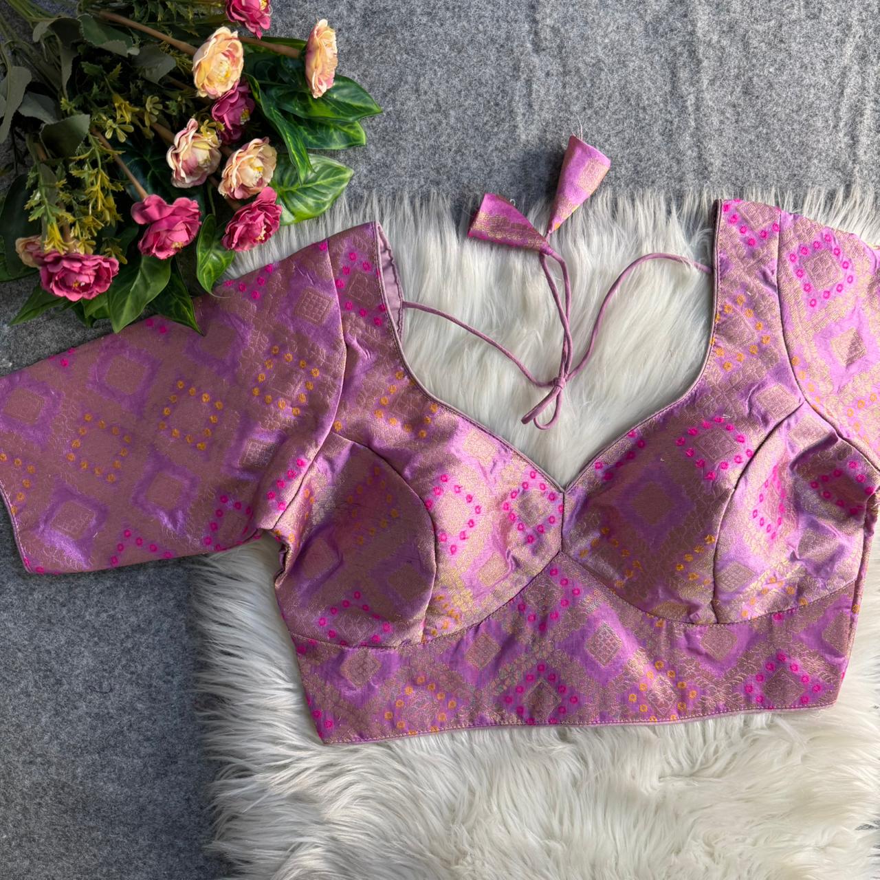 Readymade Pure Soft Banarasi Silk Tricot Fuising Corset Style Blouse 