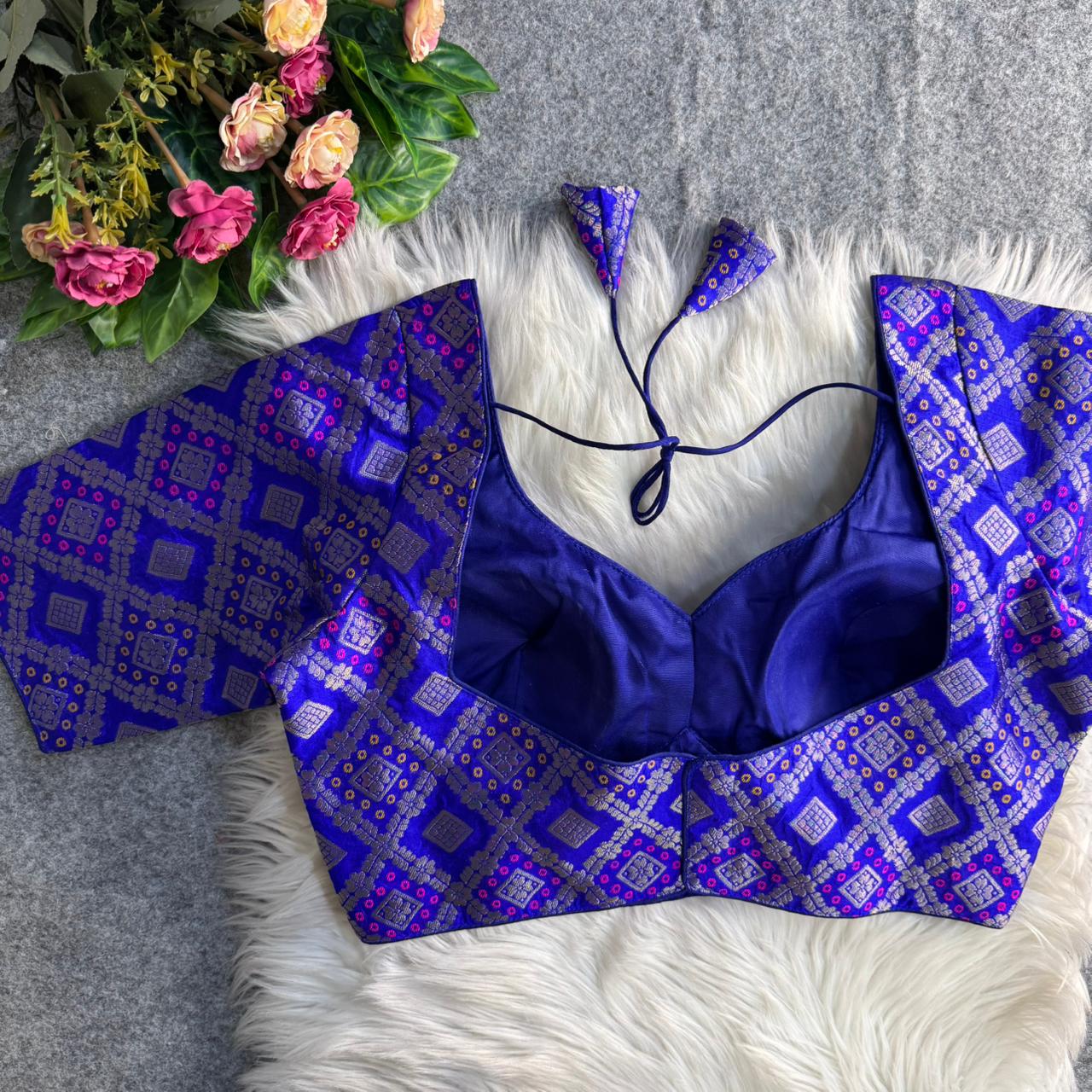 Readymade Pure Soft Banarasi Silk Tricot Fuising Corset Style Blouse ##color## Sleeveless Blouse with premium fabric and embroidery