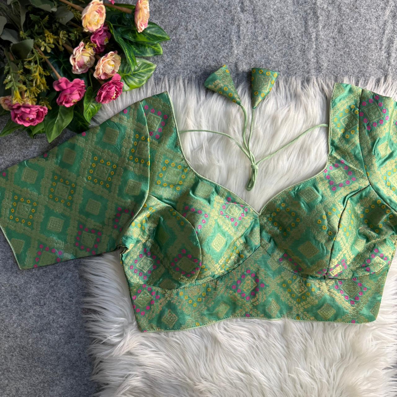 Readymade Pure Soft Banarasi Silk Tricot Fuising Corset Style Blouse ##color## Sleeveless Blouse with premium fabric and embroidery