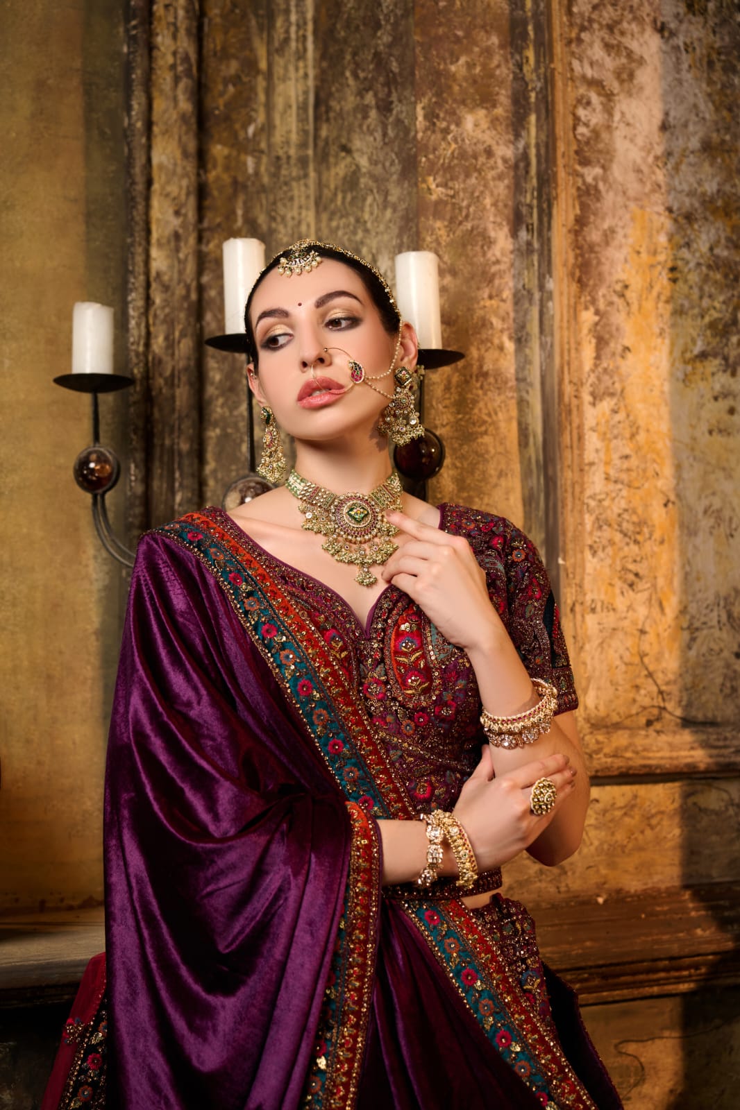 Purple & Wine Royal Bridal Lehenga with Heavy Paisley Zari Embroidery