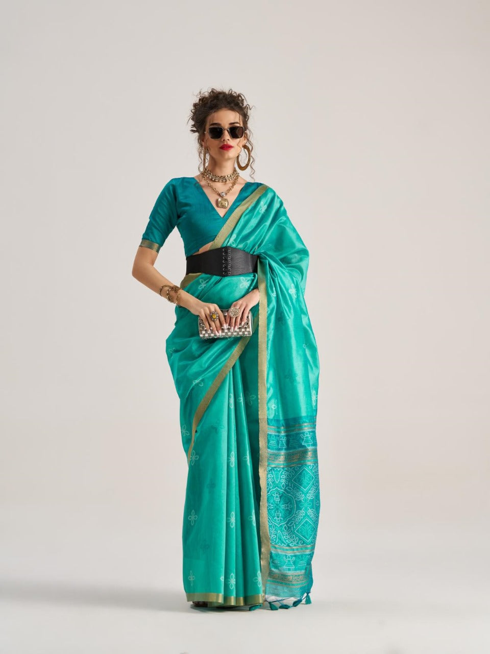 Green Pure Soft Art Silk Handloom Bandhej Print Saree