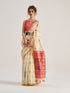 Off White Pure Soft Art Silk Handloom Bandhej Print Saree 