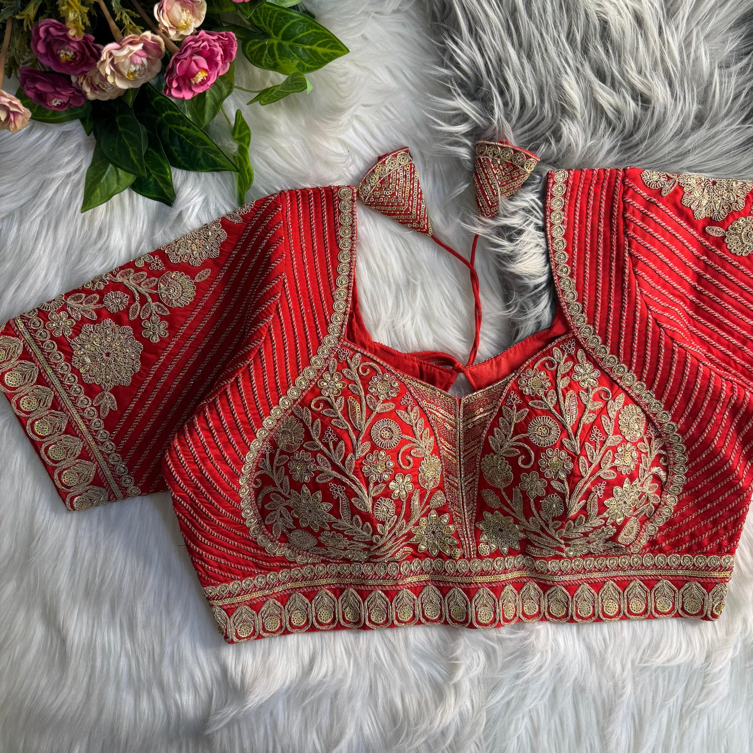 Readymade Pure Soft Italian Silk Madhubala Style Bridal Blouse 
