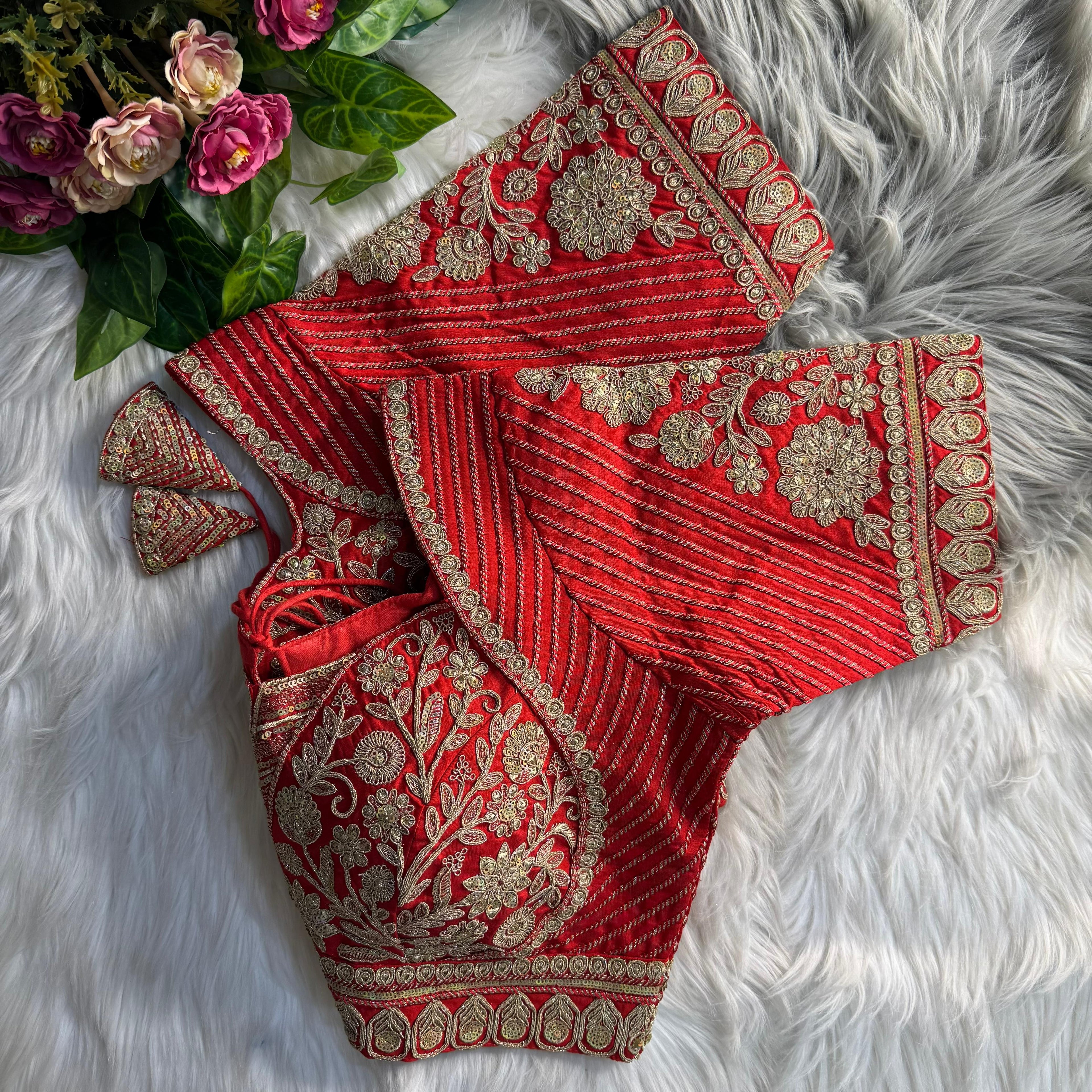 Readymade Pure Soft Italian Silk Madhubala Style Bridal Blouse 