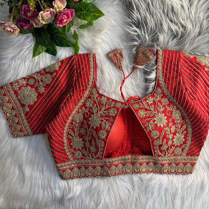 Readymade Pure Soft Italian Silk Madhubala Style Bridal Blouse 