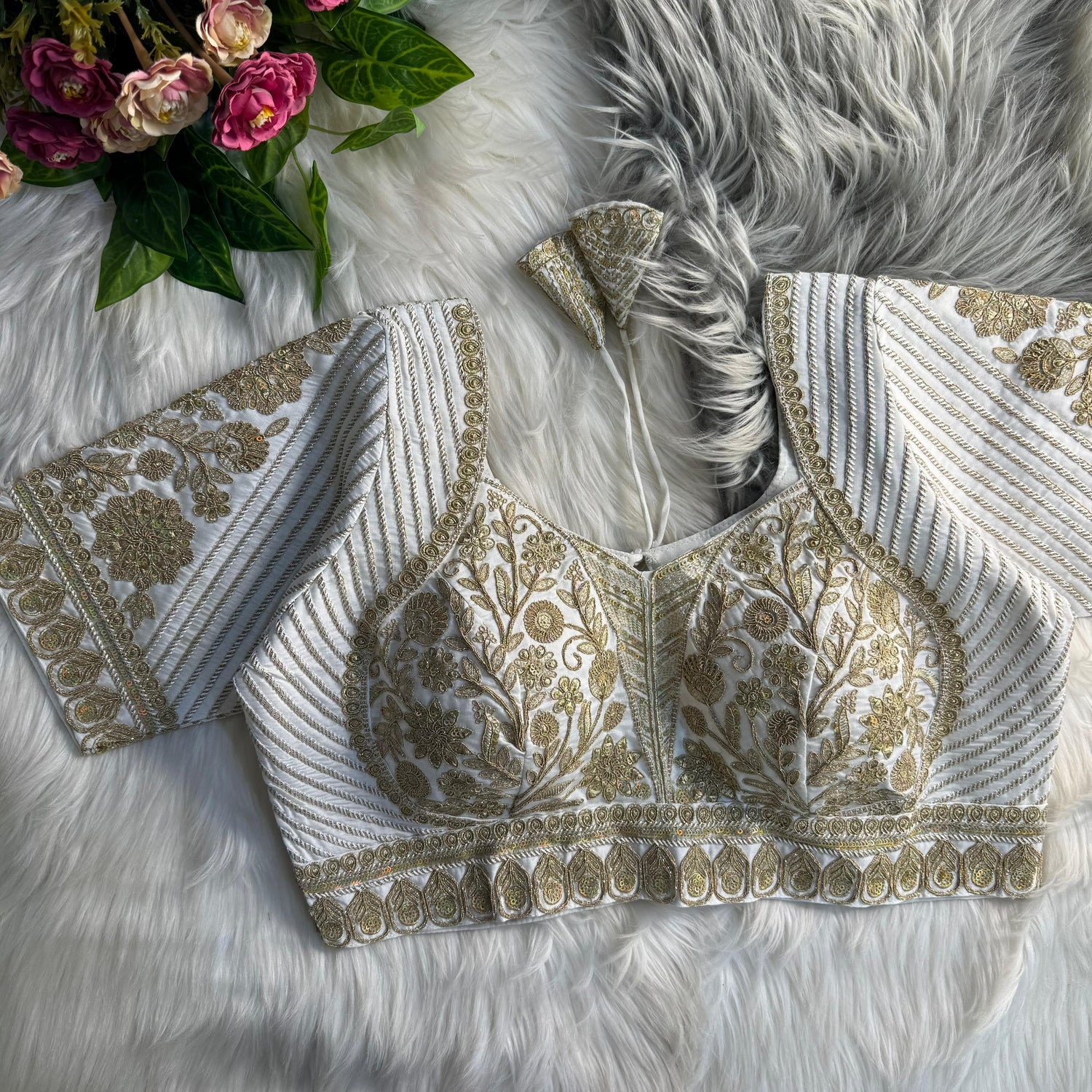 Readymade Pure Soft Italian Silk Madhubala Style Bridal Blouse 
