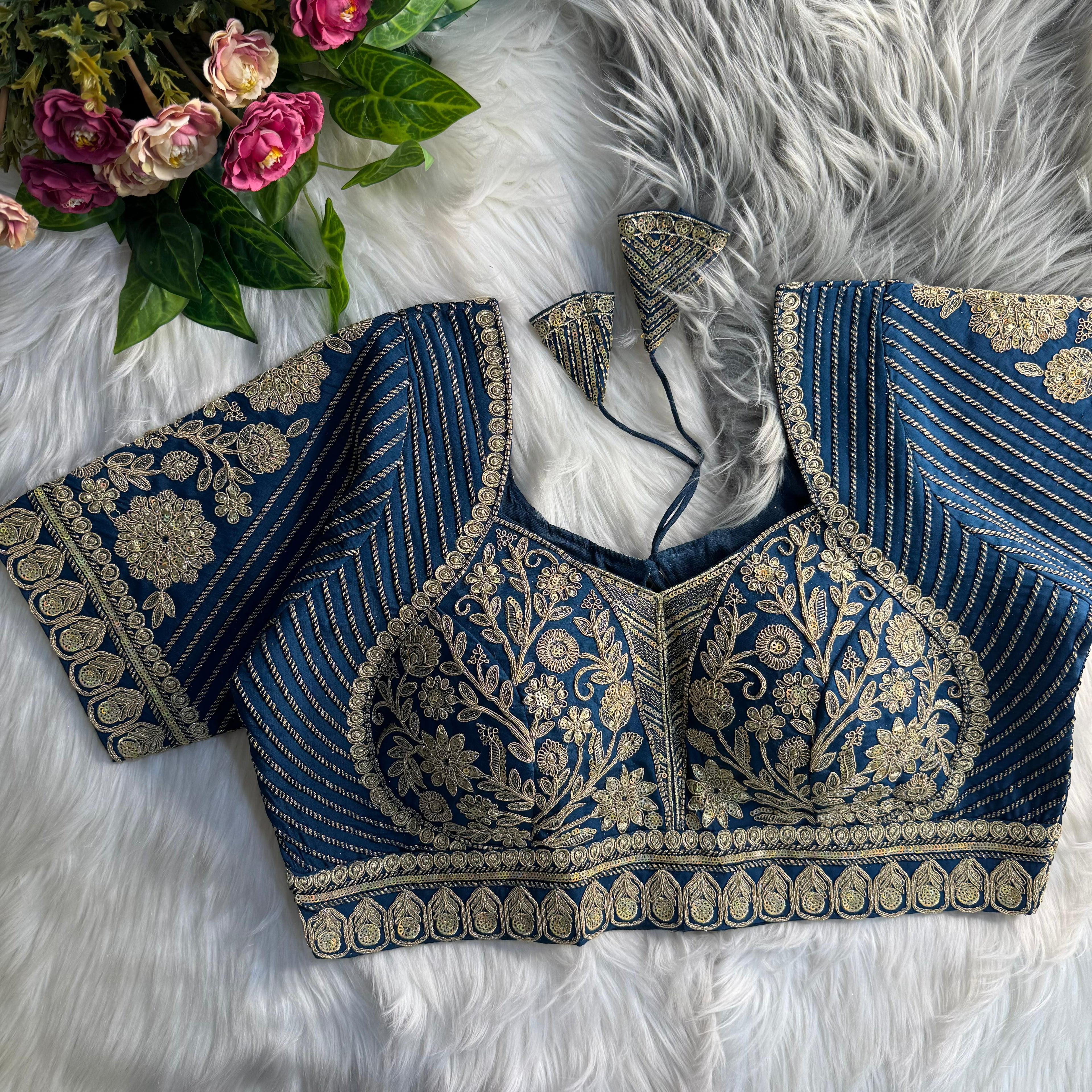Readymade Pure Soft Italian Silk Madhubala Style Bridal Blouse 