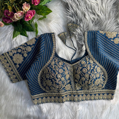 Readymade Pure Soft Italian Silk Madhubala Style Bridal Blouse 