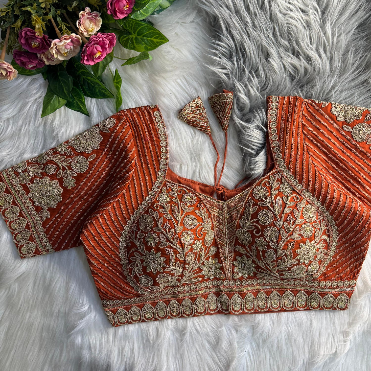 Readymade Pure Soft Italian Silk Madhubala Style Bridal Blouse 