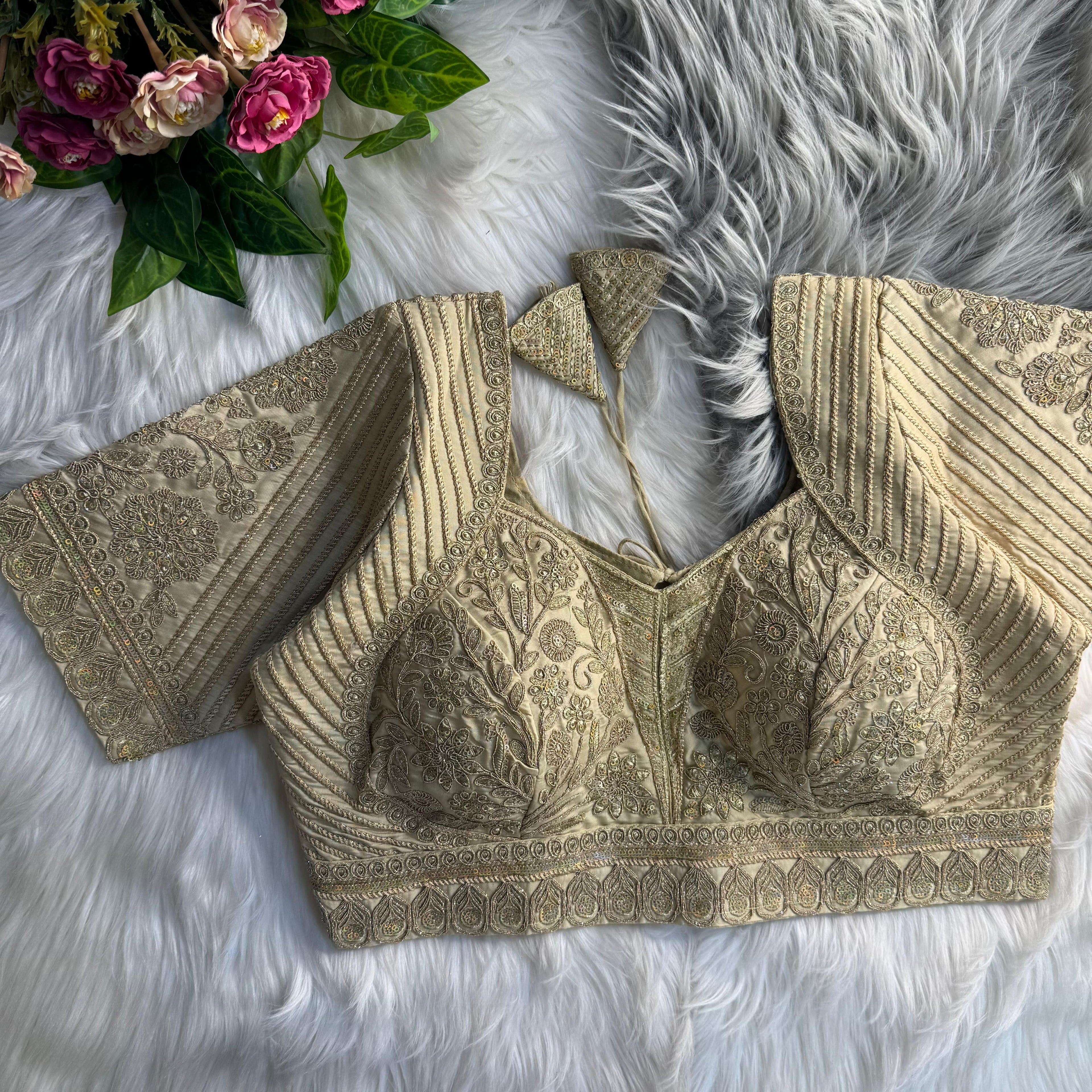 Readymade Pure Soft Italian Silk Madhubala Style Bridal Blouse 