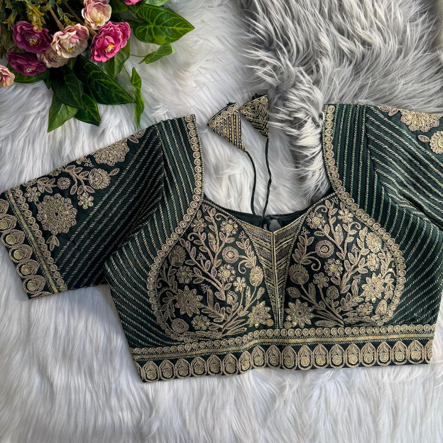 Readymade Pure Soft Italian Silk Madhubala Style Bridal Blouse 