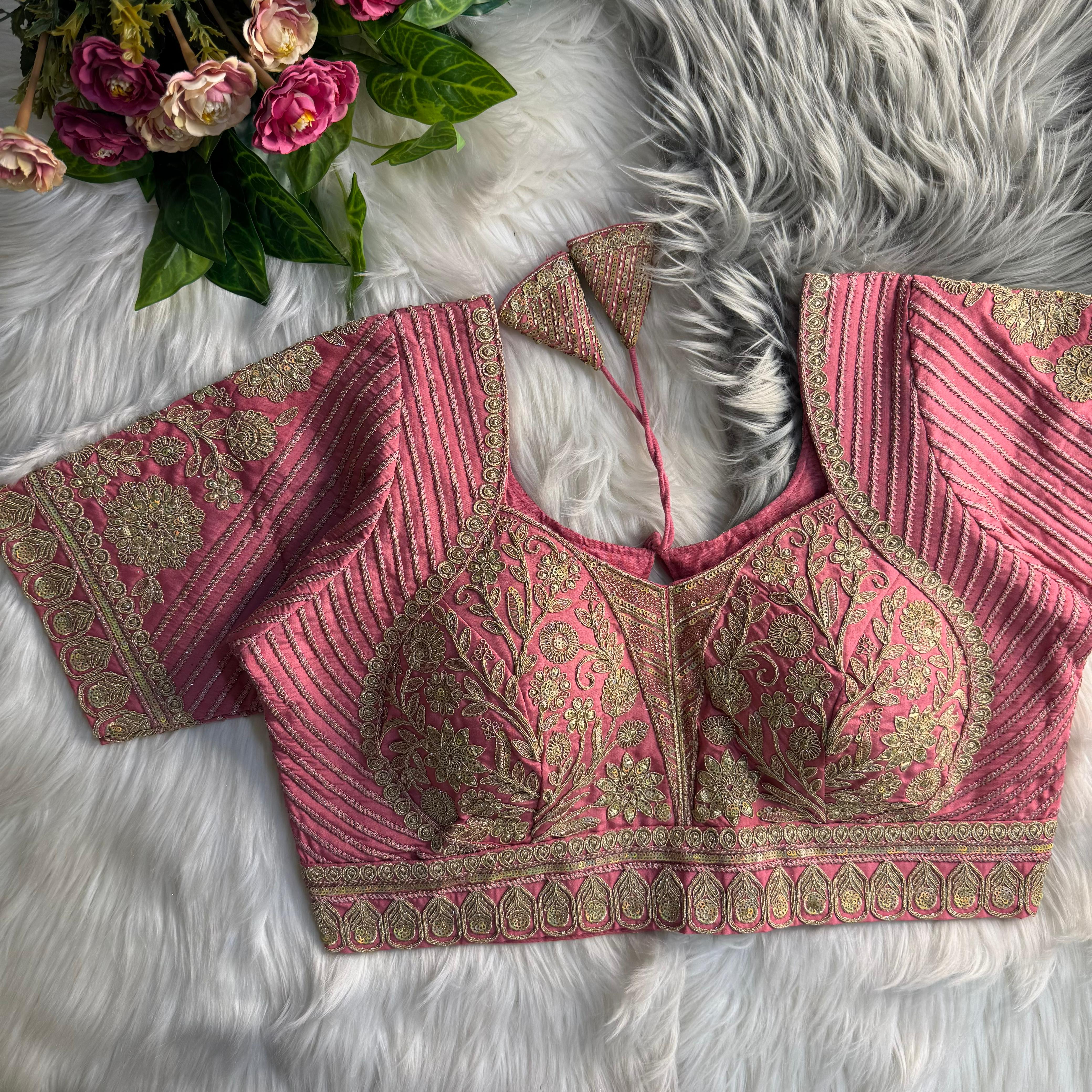 Readymade Pure Soft Italian Silk Madhubala Style Bridal Blouse