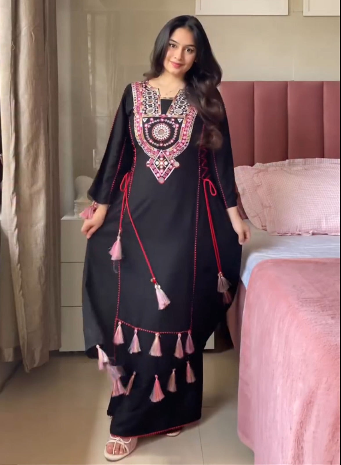 Black Pure Soft Cotton Kurti Plazo 