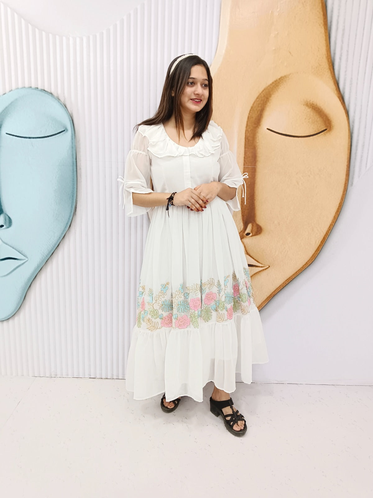 White Pure Soft Cotton Kurti Plazo ##color## Kurti Plazo with premium fabric and embroidery