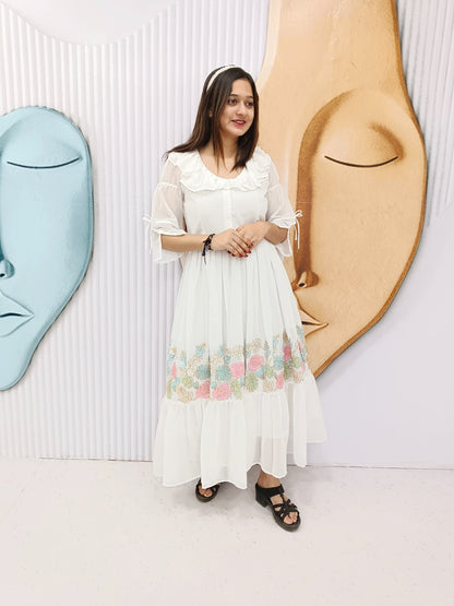 White Pure Soft Cotton Kurti Plazo 