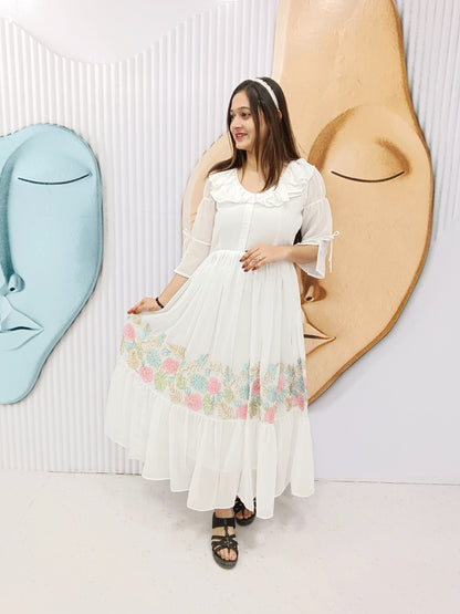 White Pure Soft Cotton Kurti Plazo 