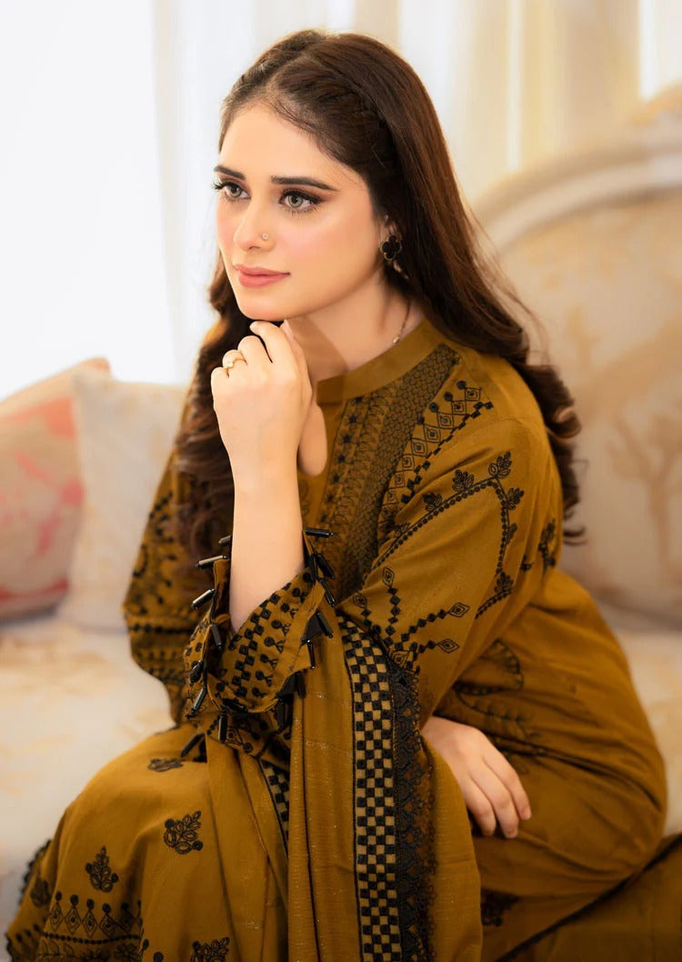 Brown Pure Soft Muslin Cotton Kurti Pent ##color## Kurti Plazo with premium fabric and embroidery