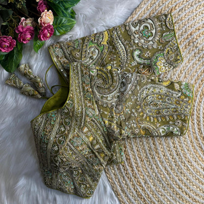 Readymade Pure Soft Crape Silk Heavy Position Work Bridal Blouse 