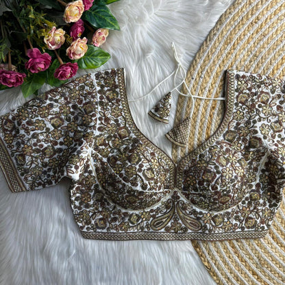 Readymade Pure Soft Roman Silk Sabyasachi Style Bridal Blouse 