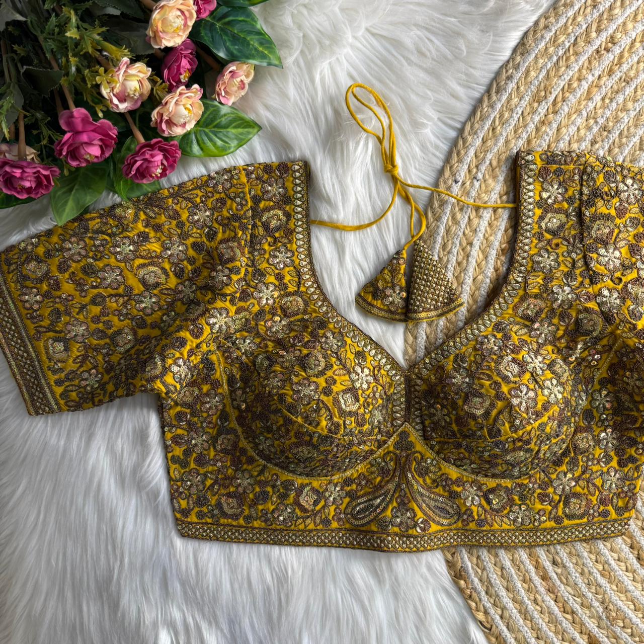 Readymade Pure Soft Roman Silk Sabyasachi Style Bridal Blouse 