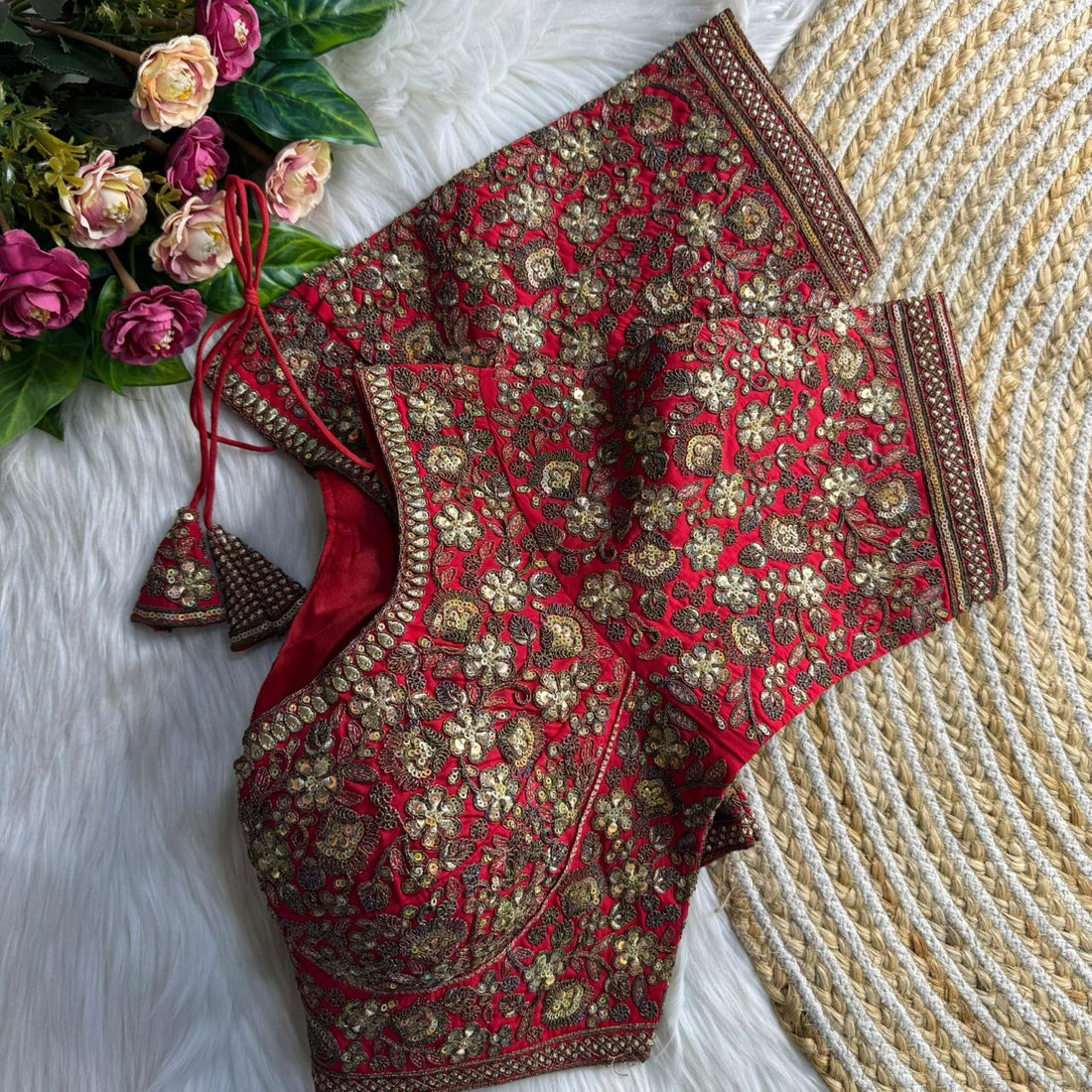 Readymade Pure Soft Roman Silk Sabyasachi Style Bridal Blouse 