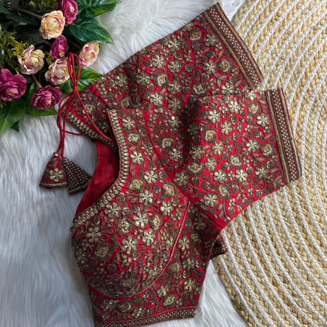 Readymade Pure Soft Roman Silk Sabyasachi Style Bridal Blouse 