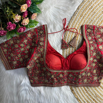 Readymade Pure Soft Roman Silk Sabyasachi Style Bridal Blouse 